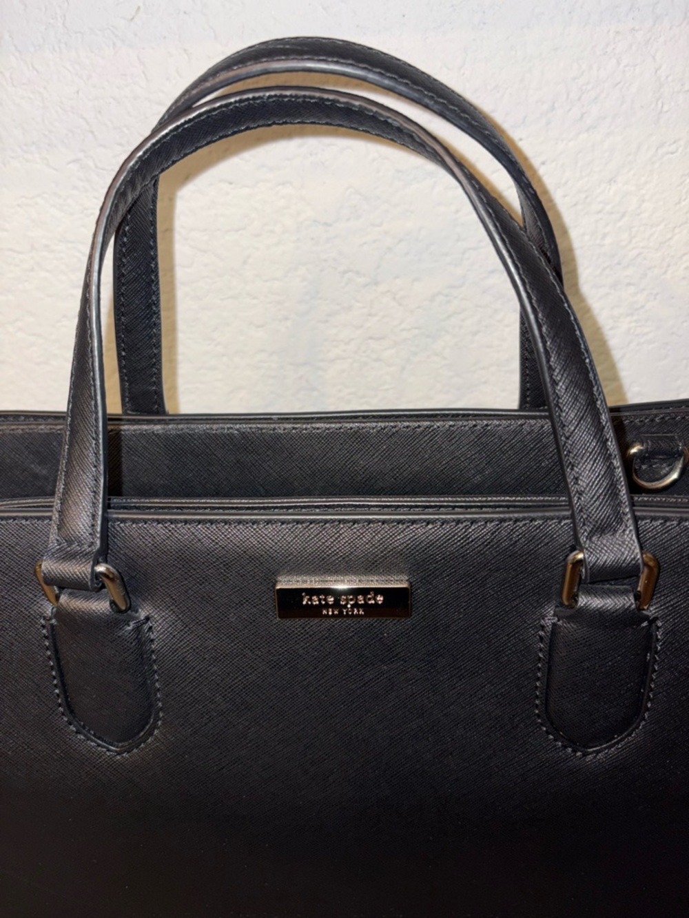 🥰Kate Spade New York Black Saffiano Leather Small Satchel Top Handle Bag - Picture 3 of 11